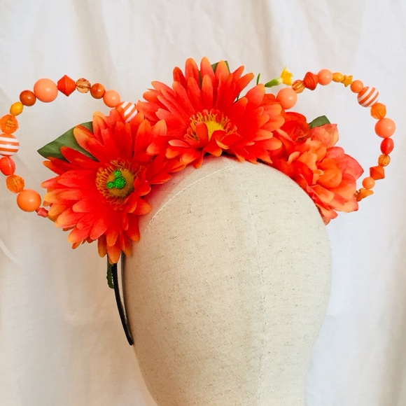 Epcot Orange Bird Disney Insp Beaded Mouse Ears - Picture 2 of 2